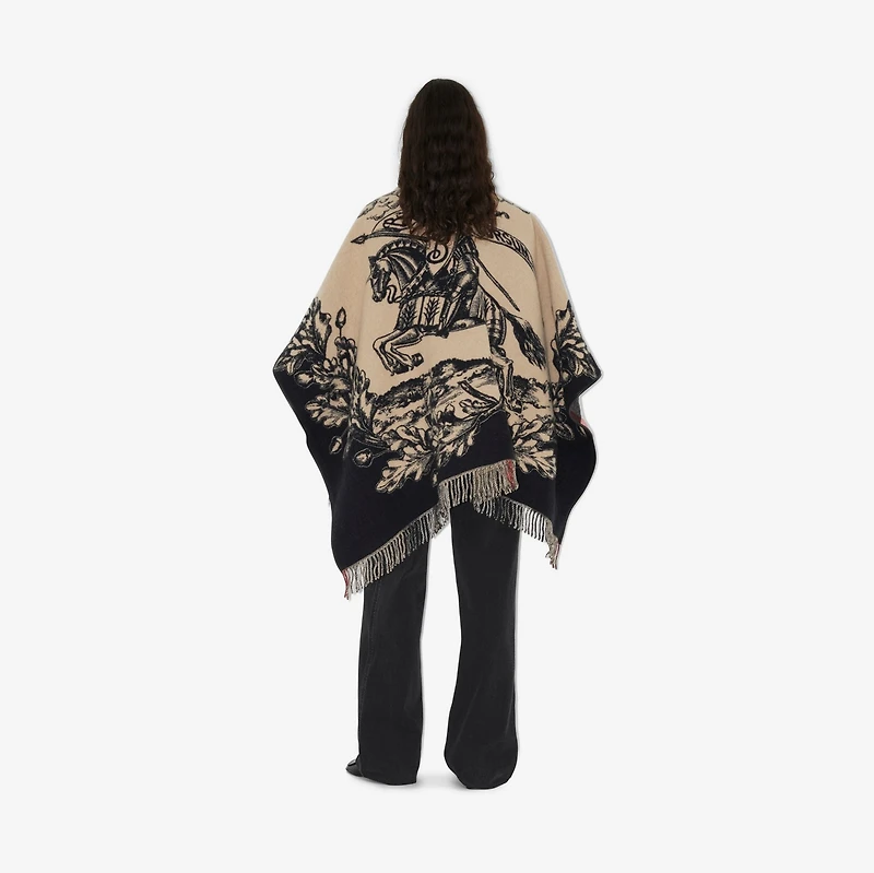 Reversible EKD Check Wool Cape in Archive beige | Burberry® Official
