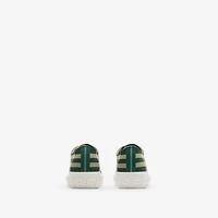 Check Nylon Blend Sneakers in Leaf - Men, Technical | Burberry® Official