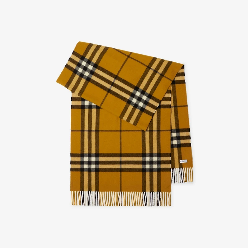 Wide Check Cashmere Scarf in Teak | Burberry® Official
