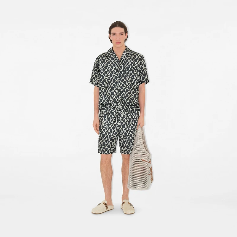 Knot Silk Shorts in Magnet - Men | Burberry® Official