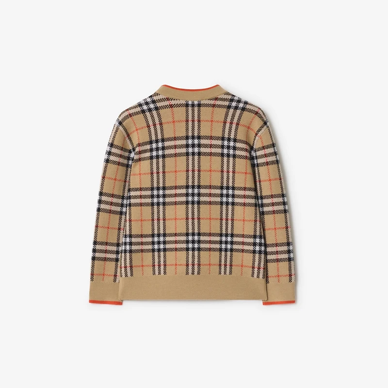 Check Wool Cardigan in Sand beige | Burberry® Official