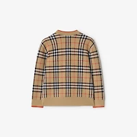 Check Wool Cardigan in Sand beige | Burberry® Official