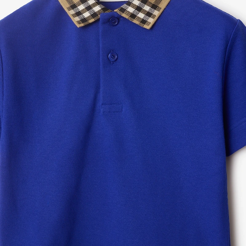 Check Collar Cotton Polo Shirt in Knight | Burberry® Official