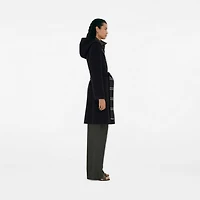 Reversible Wool Hooded Wrap Coat in Black/snug - Women | Burberry® Official