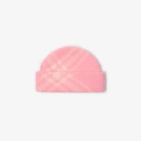 Check Mohair Wool Blend Beanie in Sugar pink - Men | Burberry® Official