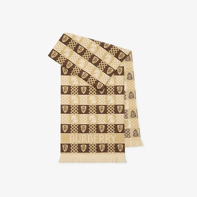 Chess Fair Isle Wool Scarf in Sand/treacle brown | Burberry® Official