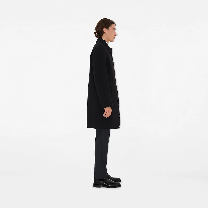 Mid-length Wool Car Coat in Black/snug brown - Men | Burberry® Official