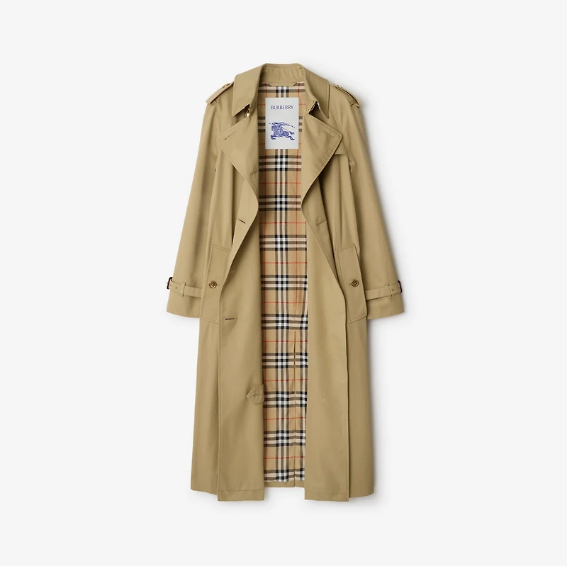 Long Gabardine Waterloo Trench Coat in Hamper - Women, Cotton Gabardine | Burberry® Official