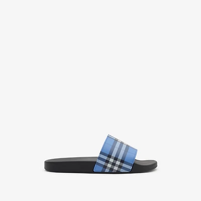 Check Slides in Cornflower blue - Men | Burberry® Official
