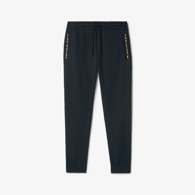 Check Trim Cotton Jogging Pants in Navy black - Men | Burberry® Official
