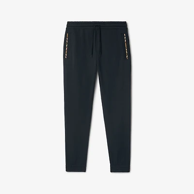 Check Trim Cotton Jogging Pants in Navy black - Men | Burberry® Official