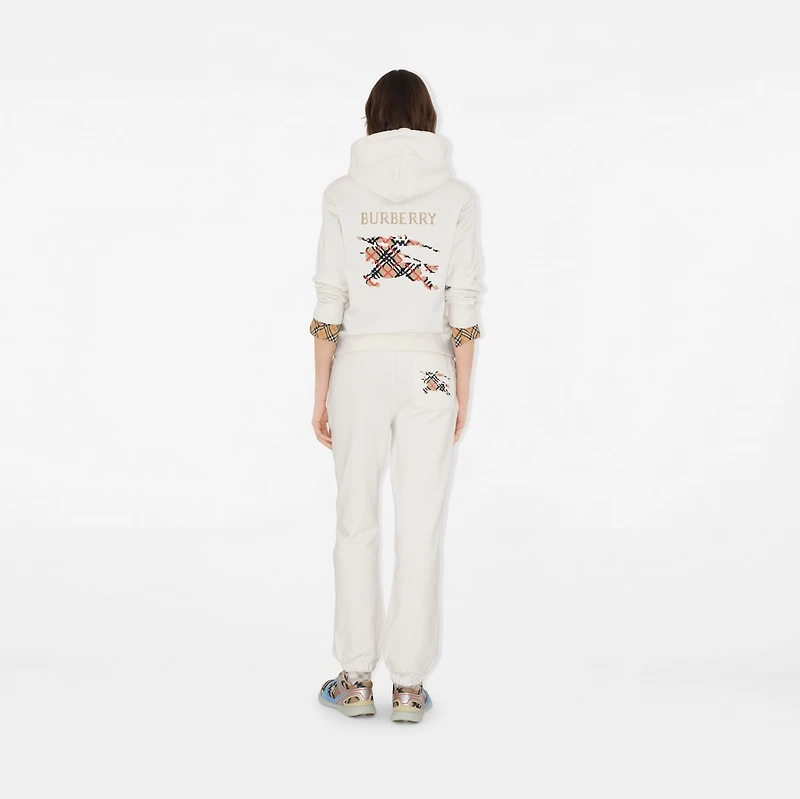Cross Stitch Knight Cotton Jogging Pants in Chalk white - Women | Burberry® Official