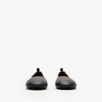 Check Trim Leather Robin Ballerinas in Black - Women | Burberry® Official