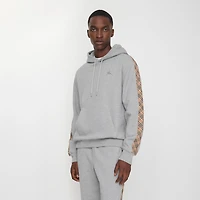 Check Trim Cotton Hoodie in Pale grey melange - Men | Burberry® Official