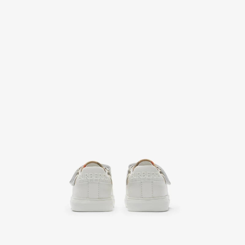 Check and Leather Sneakers in Sand beige - Children | Burberry® Official