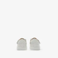 Check and Leather Sneakers in Sand beige - Children | Burberry® Official