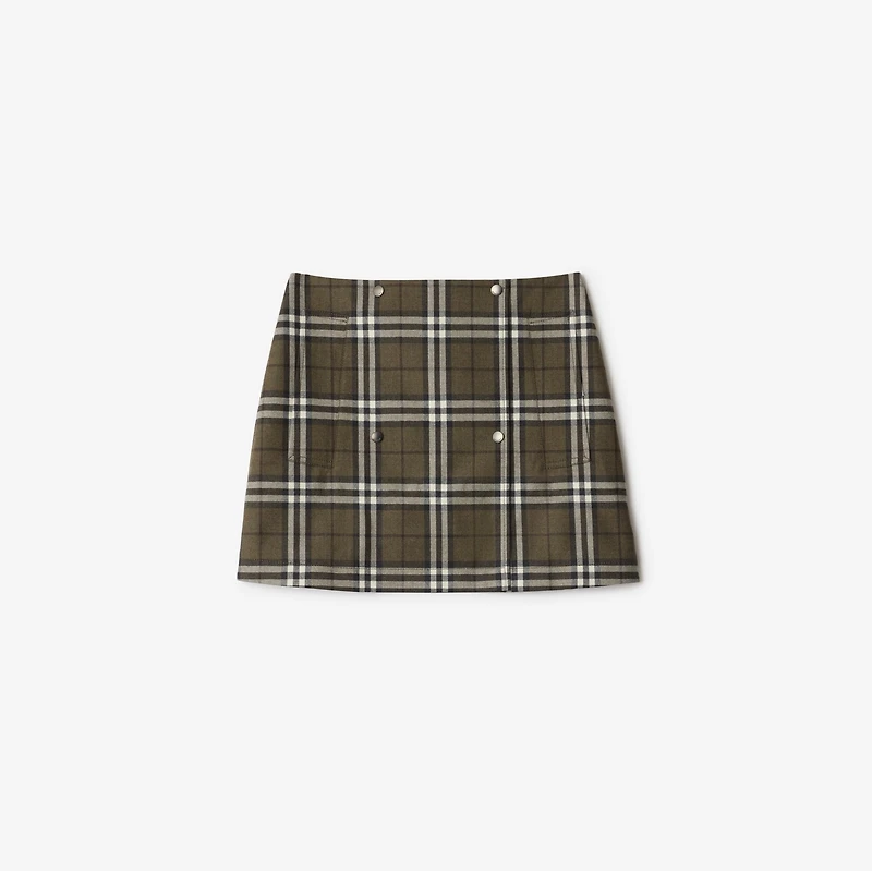 Check Bonded Wool Trench Mini Skirt in Shrub/yew - Women, Technical | Burberry® Official