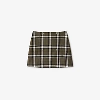 Check Bonded Wool Trench Mini Skirt in Shrub/yew - Women, Technical | Burberry® Official