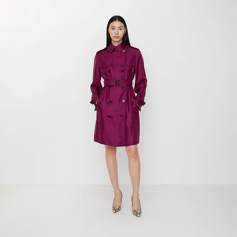 Long Silk Foxfield Trench Coat in Allium purple - Women | Burberry® Official