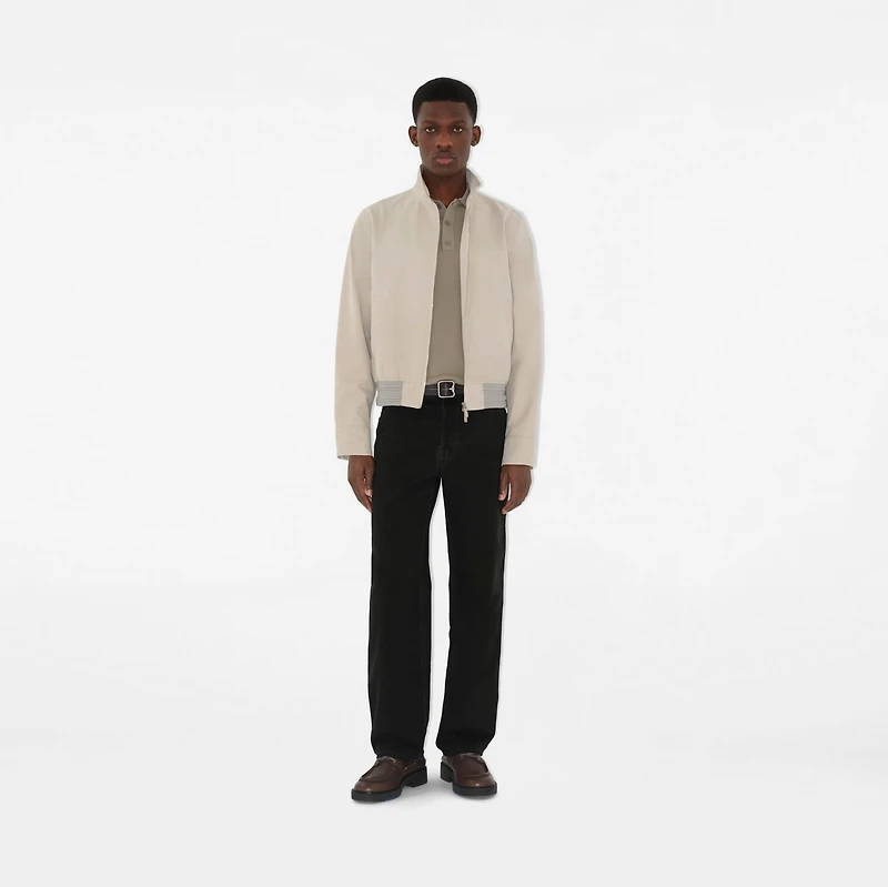 B Crest Wool Polo Shirt in Quill - Men | Burberry® Official