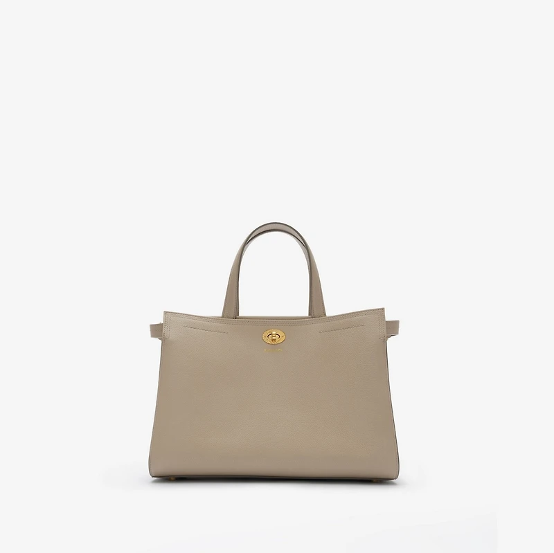 Small Cotswolds Check Tote in Mushroom beige - Women, Leather | Burberry® Official