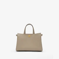 Small Cotswolds Check Tote in Mushroom beige - Women, Leather | Burberry® Official