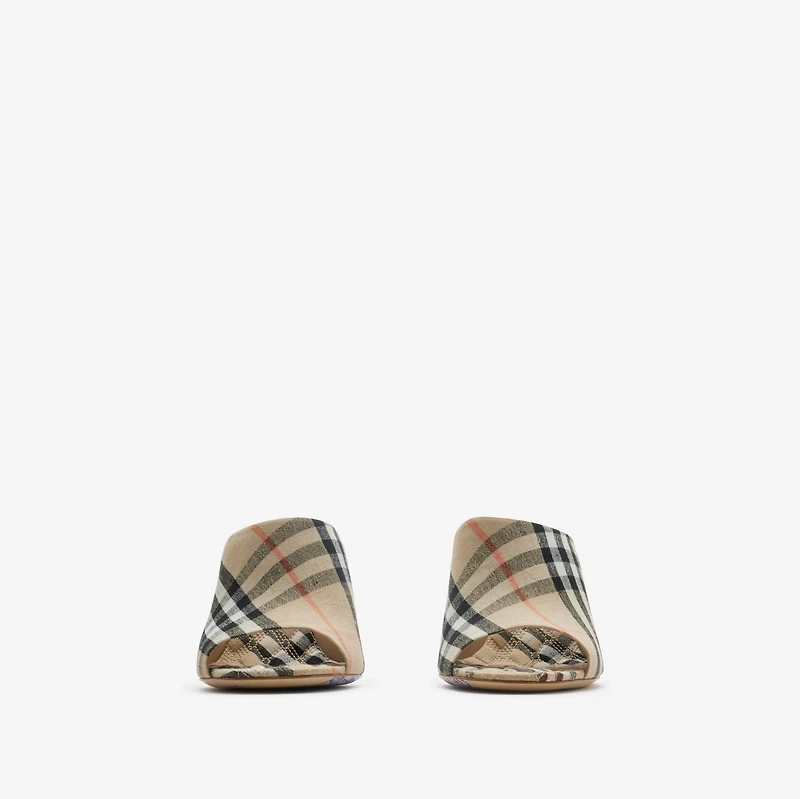 Check Mews Mules in Sand - Women | Burberry® Official