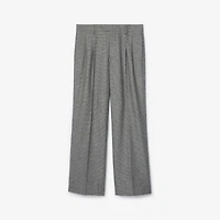 Puppytooth Check Wool Tailored Trousers in Titanium grey/black - Men | Burberry® Official