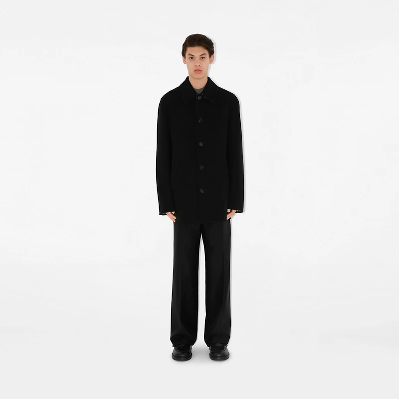 Short Wool Car Coat in Black/snug brown - Men | Burberry® Official