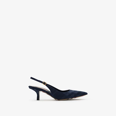 Check Dame Slingback Pumps​ in Denim - Women | Burberry® Official