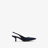 Check Dame Slingback Pumps​ in Denim - Women | Burberry® Official
