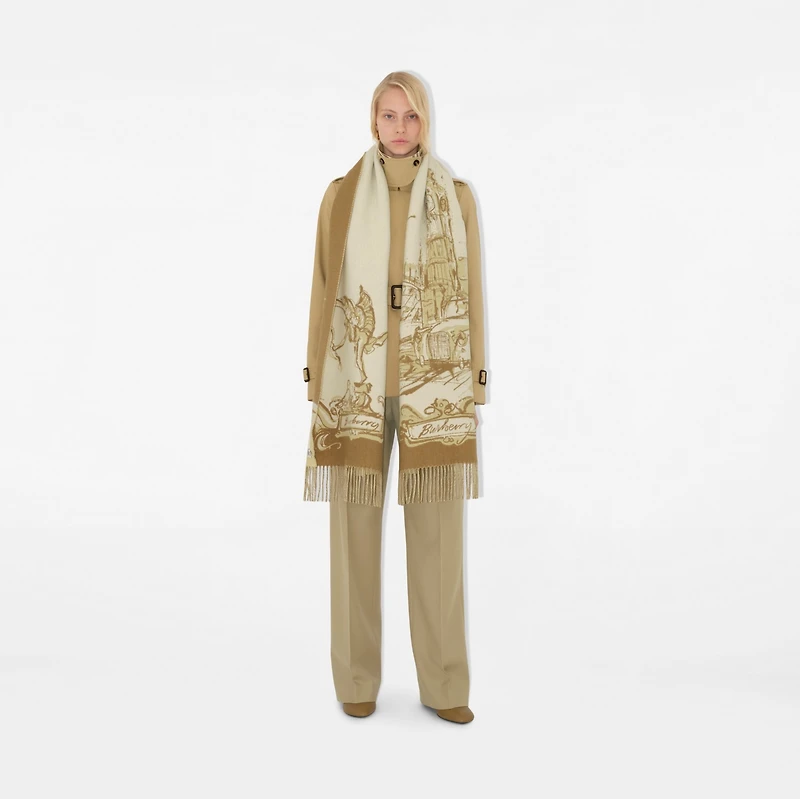 Westminster Cashmere Scarf in Hay | Burberry® Official