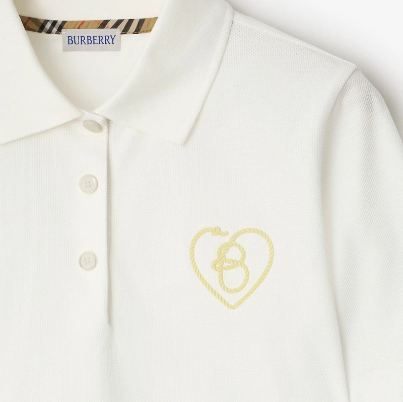 B Heart Cotton Polo Shirt in Chalk white - Women | Burberry® Official