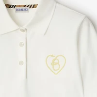 B Heart Cotton Polo Shirt in Chalk white - Women | Burberry® Official