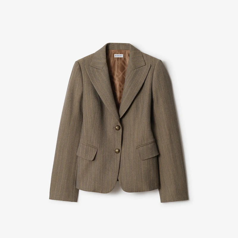 Mouliné Wool Tailored Jacket in Coffee brown melange - Women | Burberry® Official