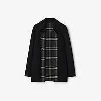 Short Wool Car Coat in Black/snug brown - Men | Burberry® Official