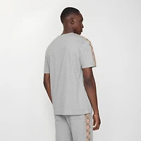 Check Trim Cotton T-shirt in Pale grey melange - Men | Burberry® Official
