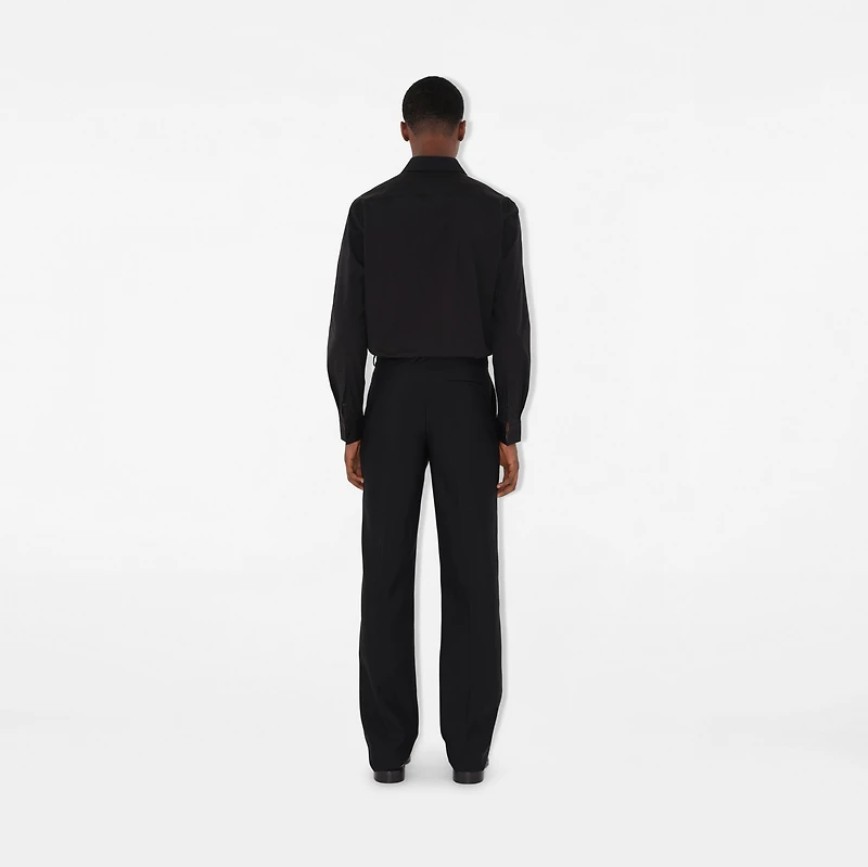 Slim Fit Stretch Cotton Shirt in Black