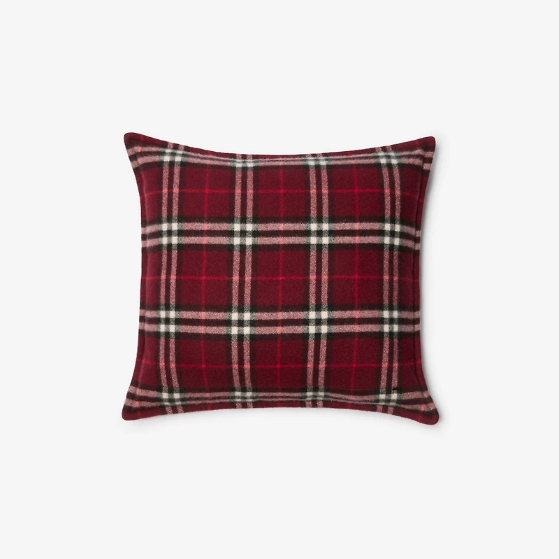 Check Cashmere Cushion in Oxblood red | Burberry® Official