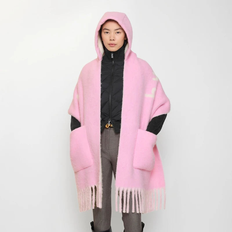 Logo Alpaca Wool Blend Hooded Scarf in Sugar pink | Burberry® Official