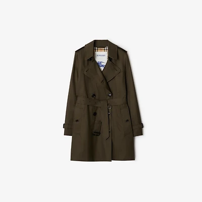 Short Tropical Gabardine Kensington Trench Coat in Juniper green - Women | Burberry® Official