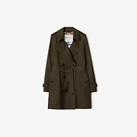 Short Tropical Gabardine Kensington Trench Coat in Juniper green - Women | Burberry® Official