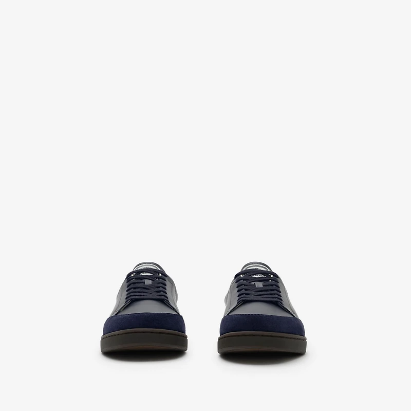 Leather and Suede Set Sneakers in Midnight blue/nocturnal blue - Men | Burberry® Official