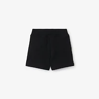 Check Trim Cotton Shorts in Black | Burberry® Official