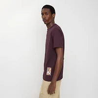Check Label Cotton T-shirt in Wine red - Men | Burberry® Official