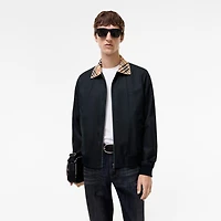 Gabardine Glenfields Harrington Jacket in Navy - Men, Cotton | Burberry® Official