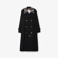 Long Check Collar Castleford Trench Coat in Black - Women, Cotton | Burberry® Official