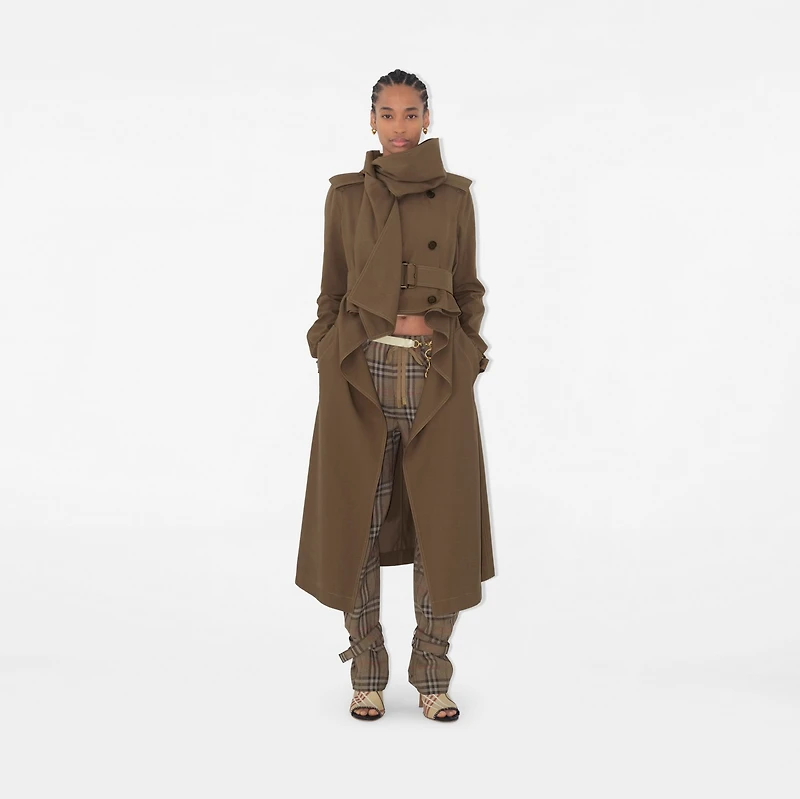 Long Silk Scarf Trench Coat in Stoat - Women | Burberry® Official