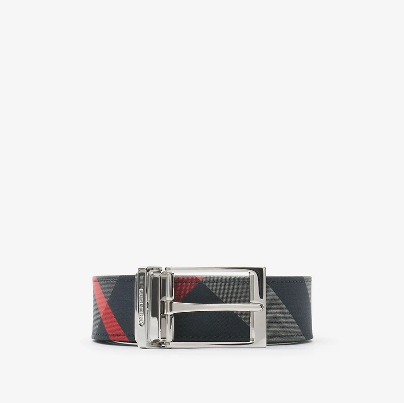 Reversible Check Belt in Navy/grey - Men | Burberry® Official