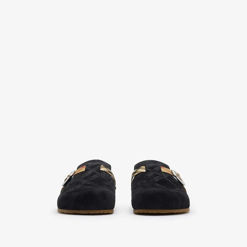 Check Suede Urchin Clogs in Black - Men | Burberry® Official